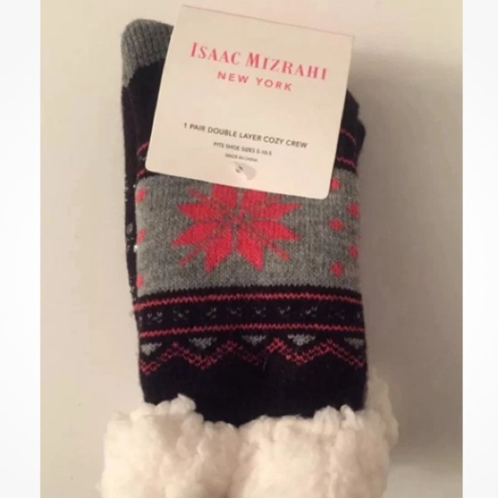 Isaac Mizrahi Black and Pink Winter Socks - Picture 2 of 5